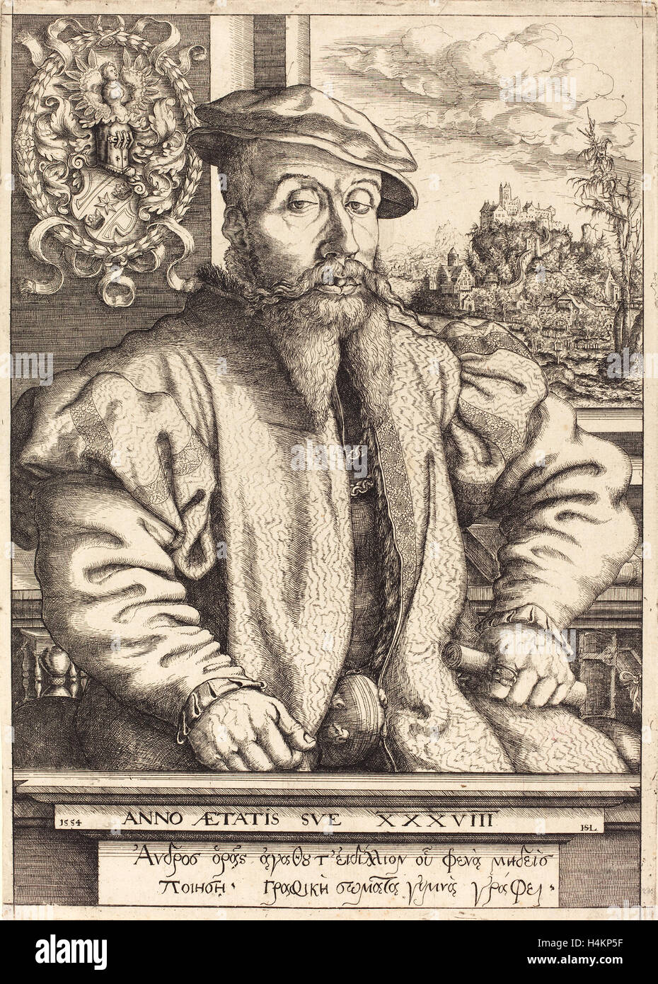 Hans Sebald Lautensack (German, 1524 - 1561-1566), Georg Roggenbach, 1554, etching Stock Photo