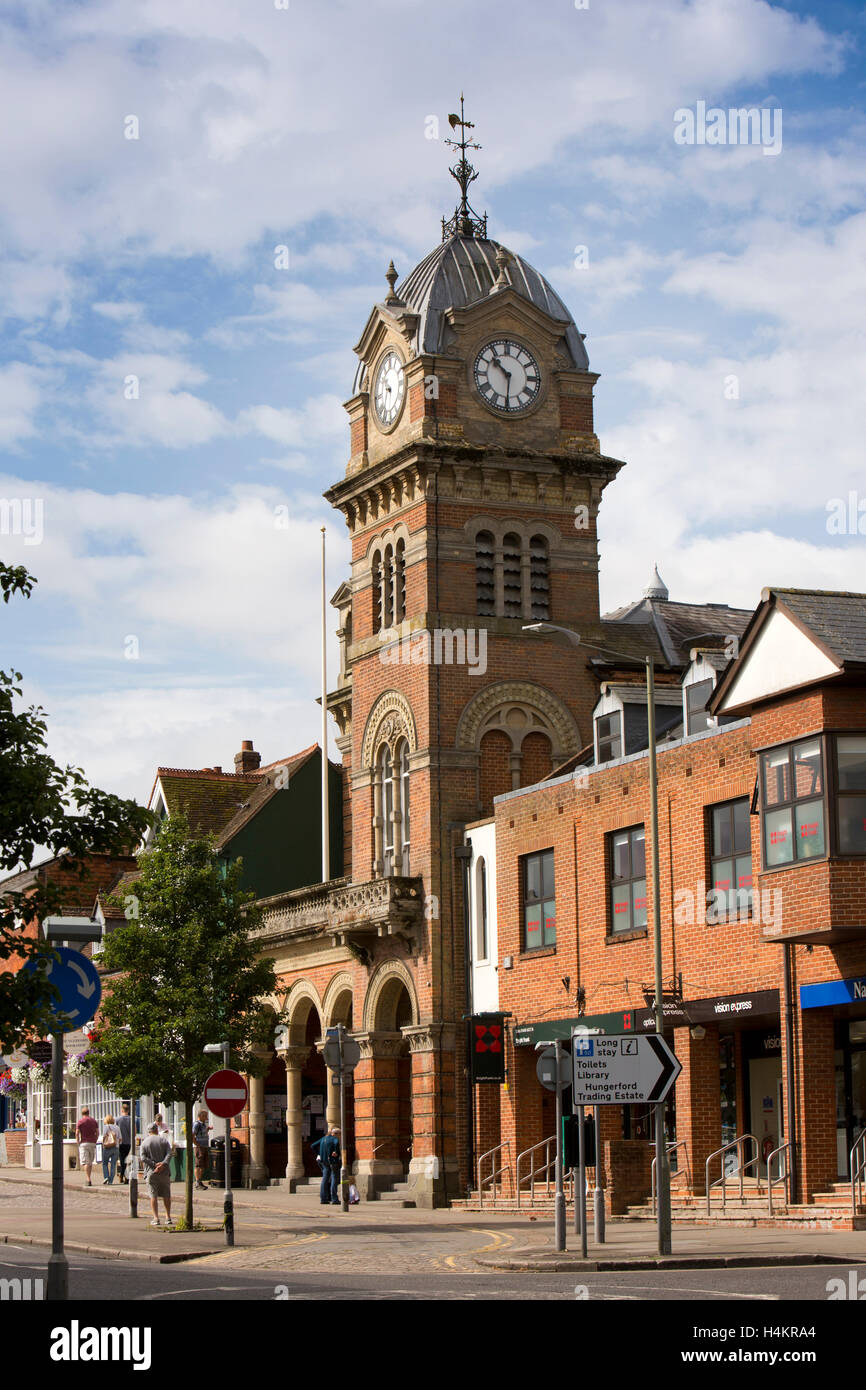 England, Berkshire, Hungerford, High Street, Town Hall and Corn