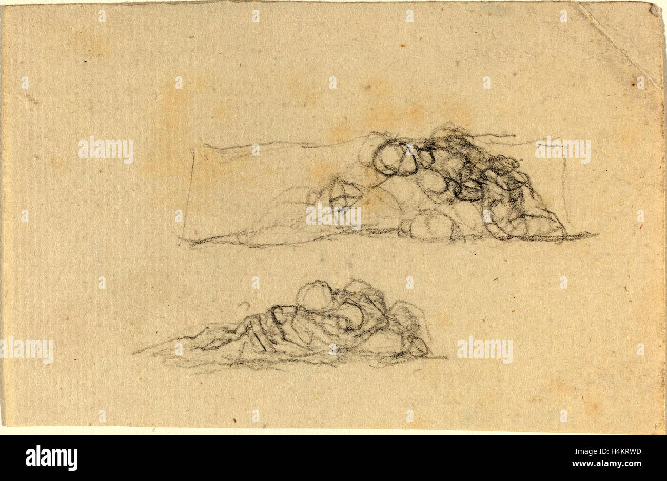 John Flaxman, British (1755-1826), Two Groups of Huddled Figures, graphite Stock Photo