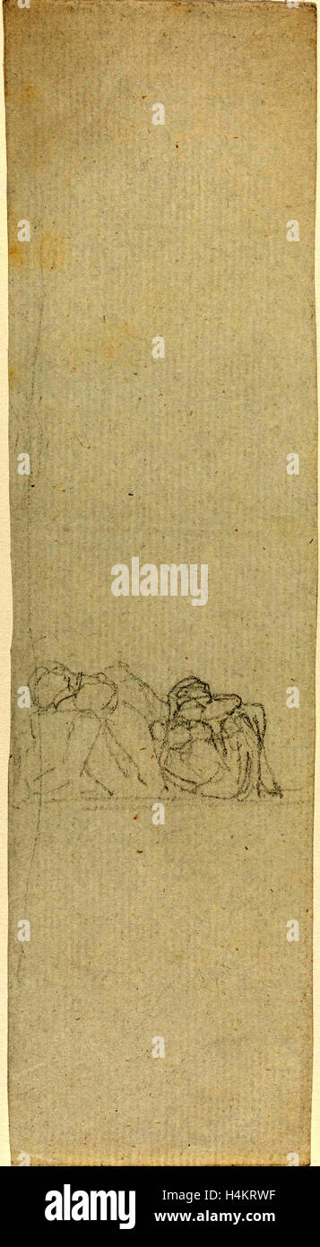 John Flaxman, British (1755-1826), Two Huddled Figures, graphite Stock Photo