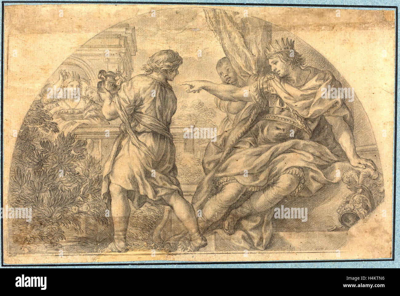 after Pietro da Cortona, Masinissa and Sophonisba, black chalk Stock Photo