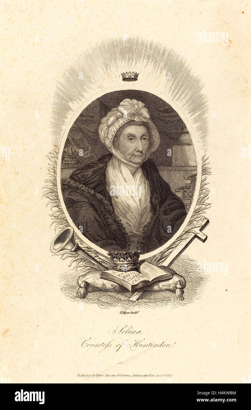 Henry Meyer after John Hoppner, British (c. 1782-1847), Selina, Countess of Huntindon, 1815, etching and aquatint Stock Photo
