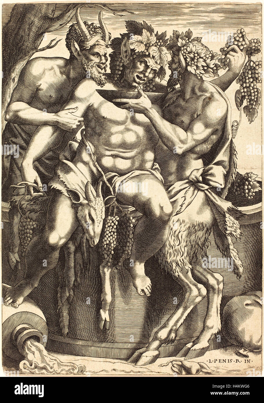 René Boyvin after Luca Penni, French (c. 1525-c. 1625), Silenus, engraving Stock Photo