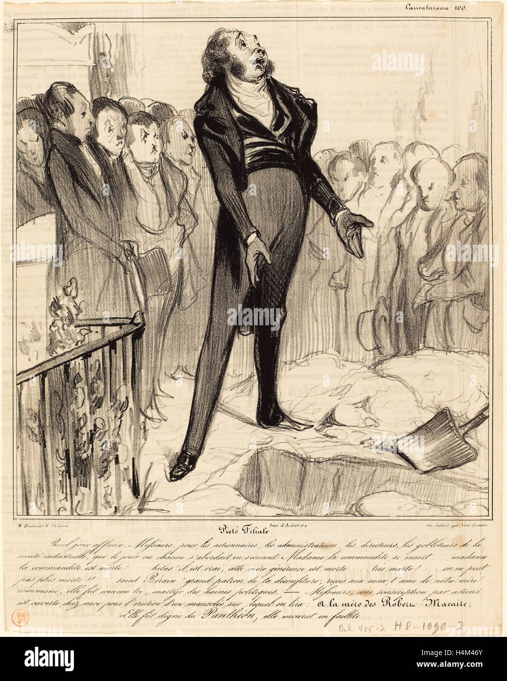 Honoré Daumier (French, 1808 - 1879), Piétié Filiale, 1838, lithograph on newsprint Stock Photo