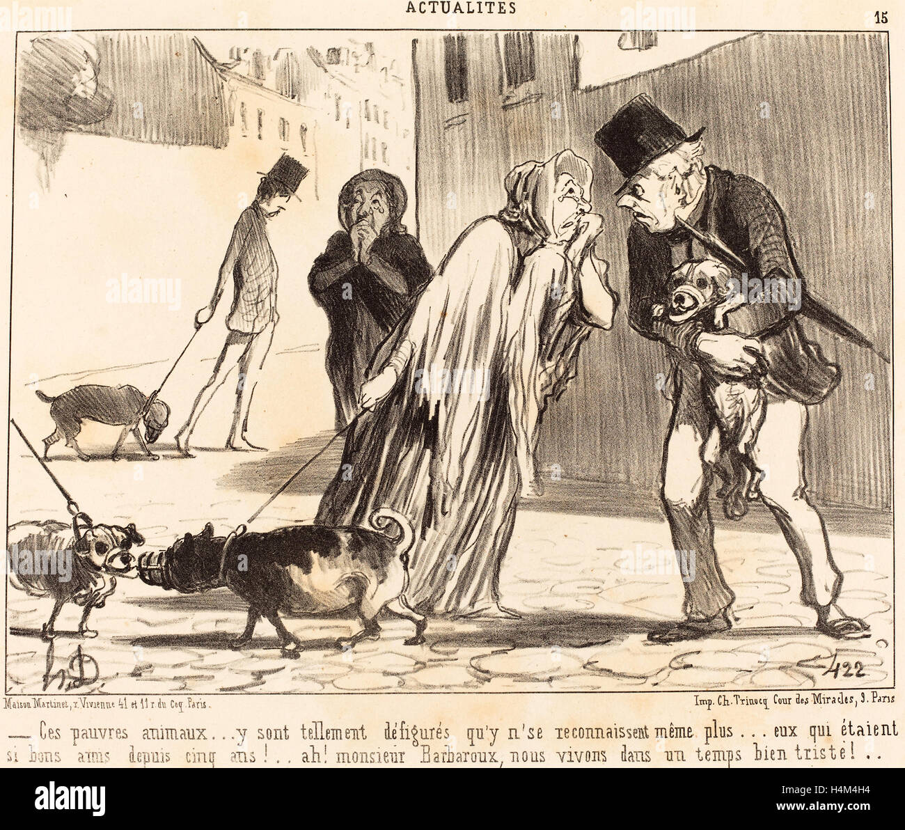 Honoré Daumier (French, 1808 - 1879), Ces pauvres animaux n'se reconnaissent plus, 1852, lithograph Stock Photo