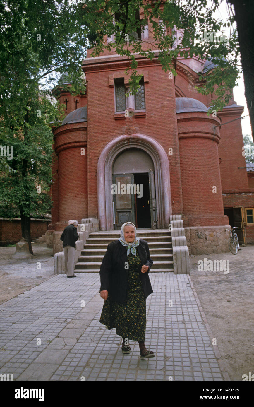 Harbin Russians in Russian Orthodox church, Harbin,  Heilongjiang Province, China Stock Photo