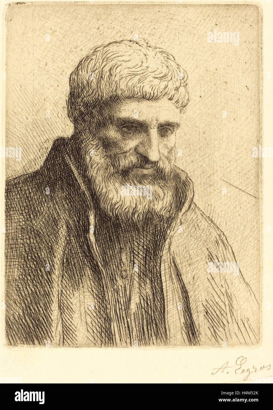 Alphonse Legros, Study of an Old Man (Etude de vieillard), French, 1837 - 1911, etching Stock Photo