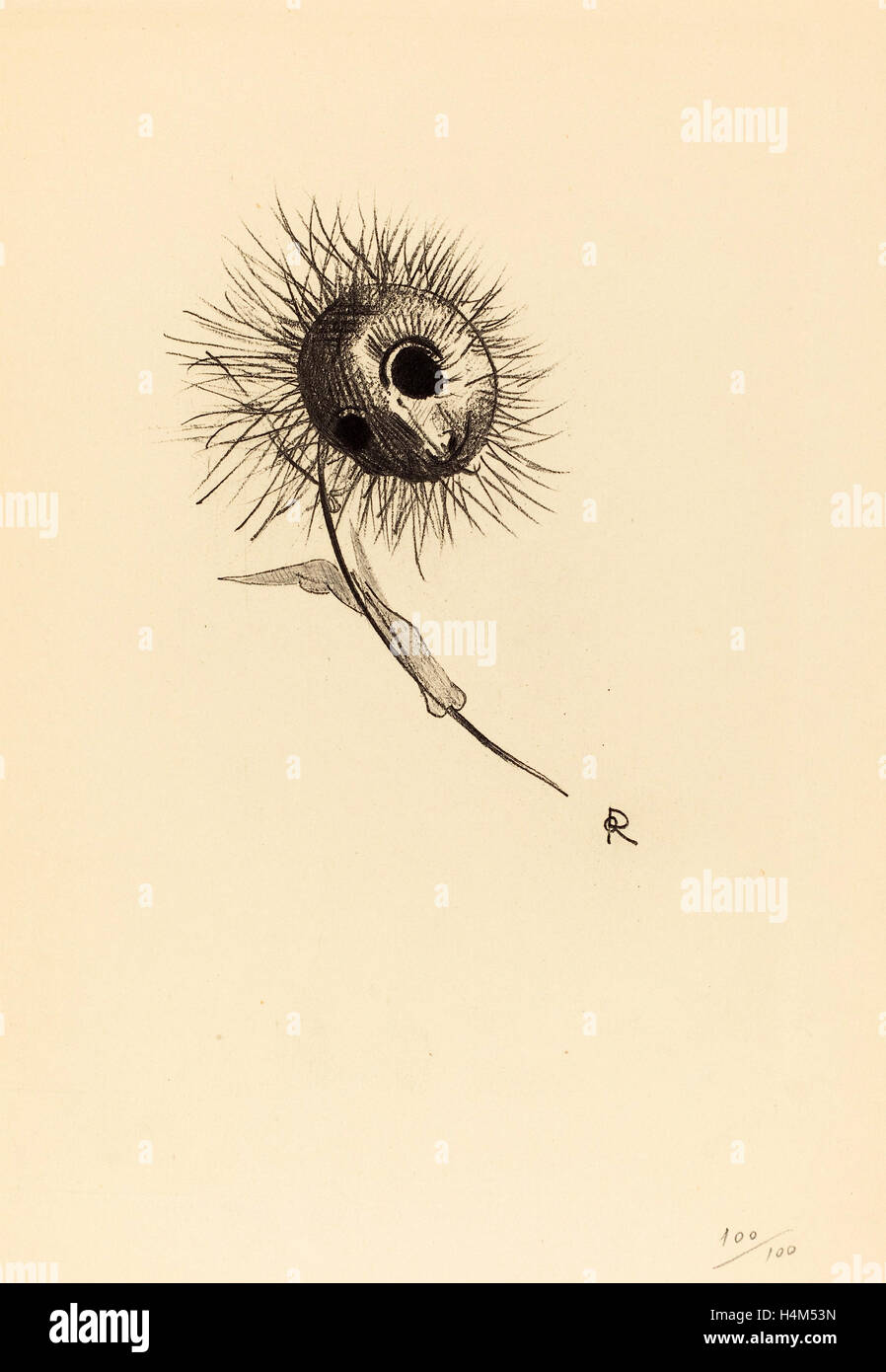 Odilon Redon (French, 1840 - 1916), Cul-de-Lampe, 1890, lithograph Stock Photo