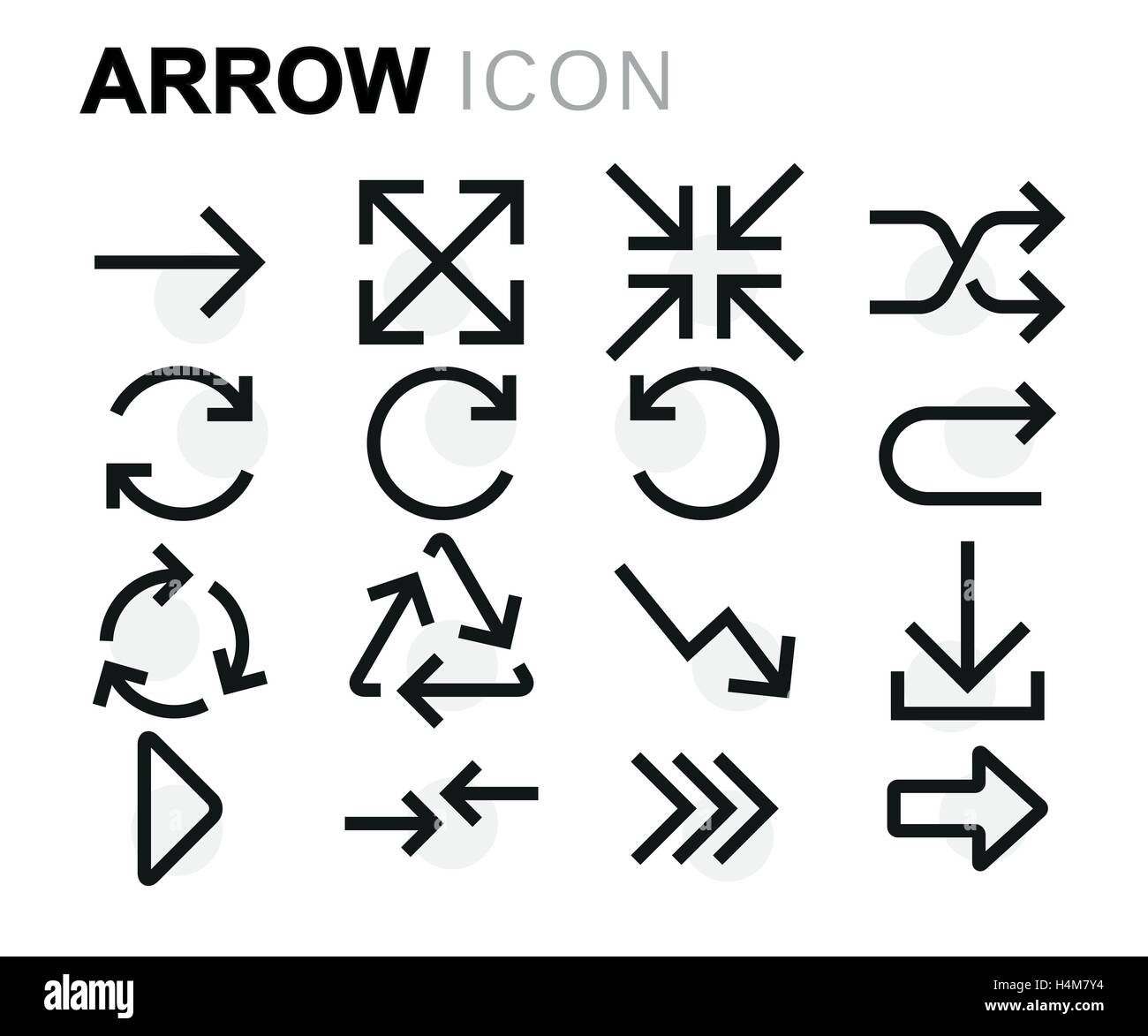 Vector flat line arrow icons set on white background Stock Vector Image ...