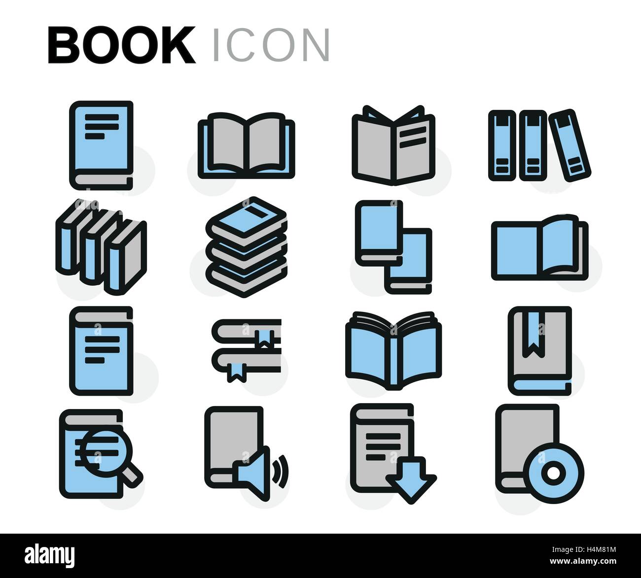 Vector flat line book icons set on white background Stock Vector Image ...