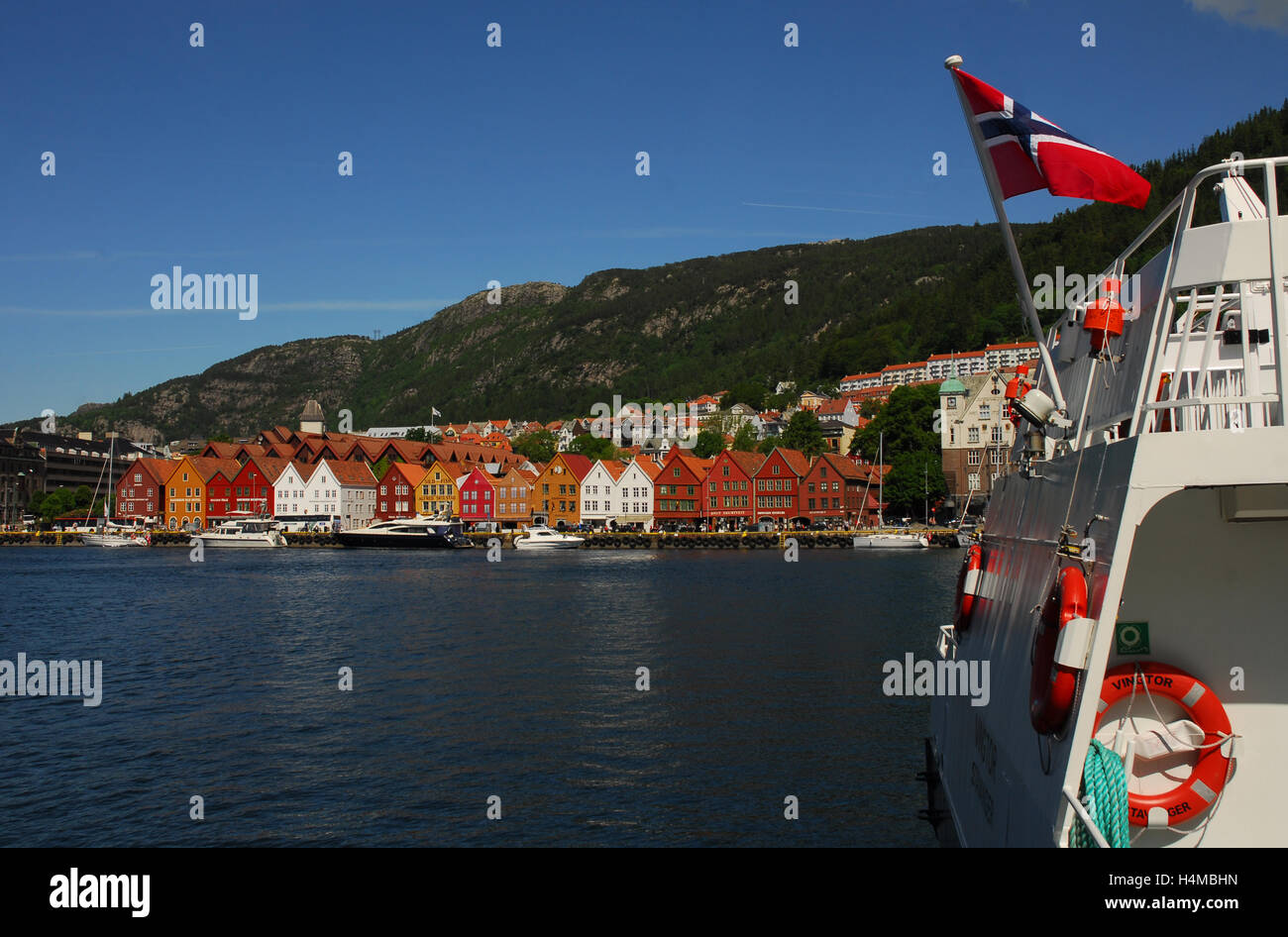Norway, Norge, Bergen, Vagen, Harbour, Bryggen Stock Photo