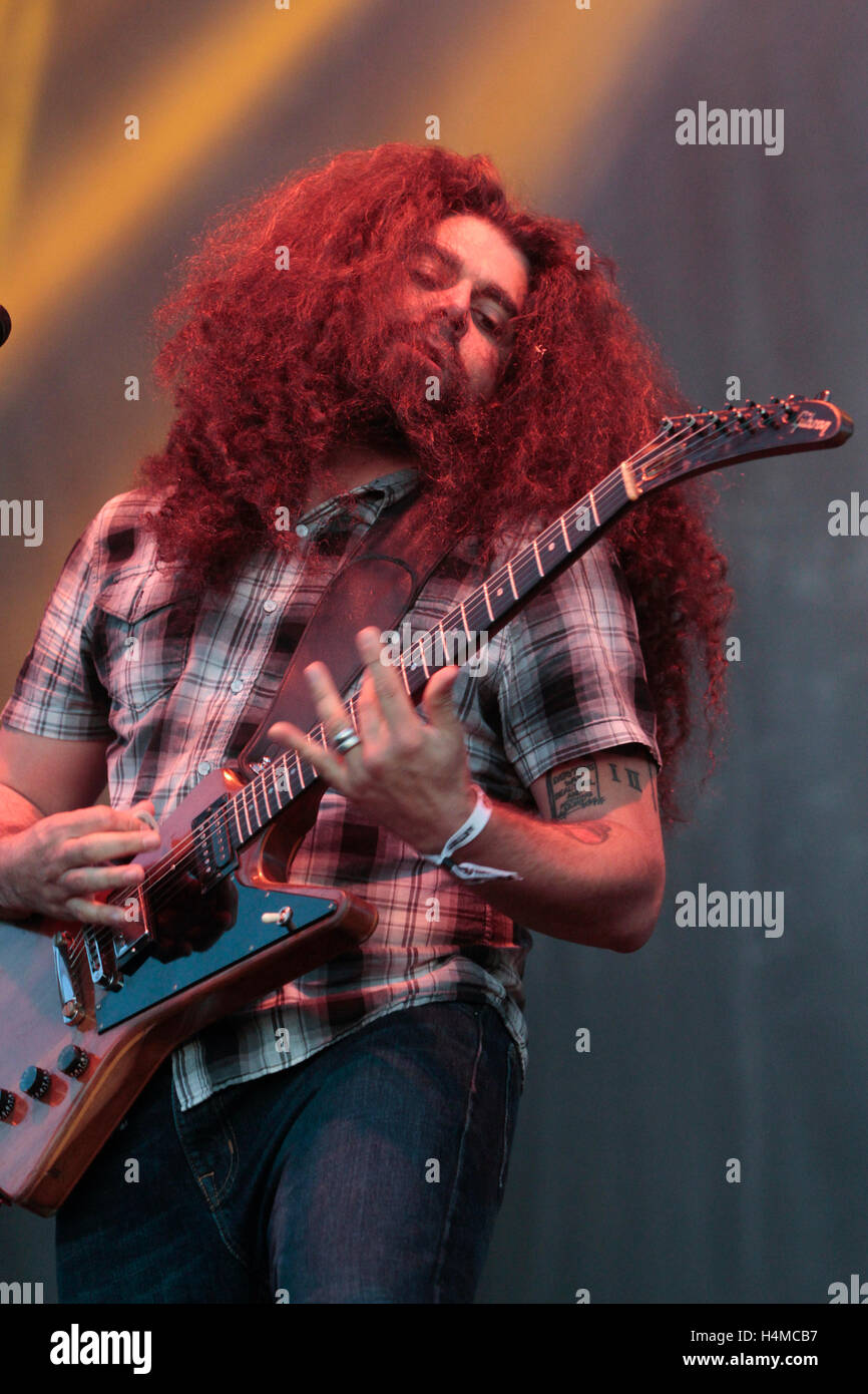 Vocalist and guitarist Claudio Sanchez of Coheed and Cambria performs at 2015 Monster Energy Aftershock Festival at Gibson Ranch County Park on October 25, 2015 in Sacramento, California. Stock Photo