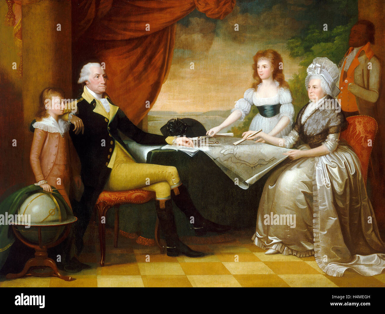 Edward Savage (American, 1761 - 1817), The Washington Family, 1789-1796, oil on canvas Stock Photo