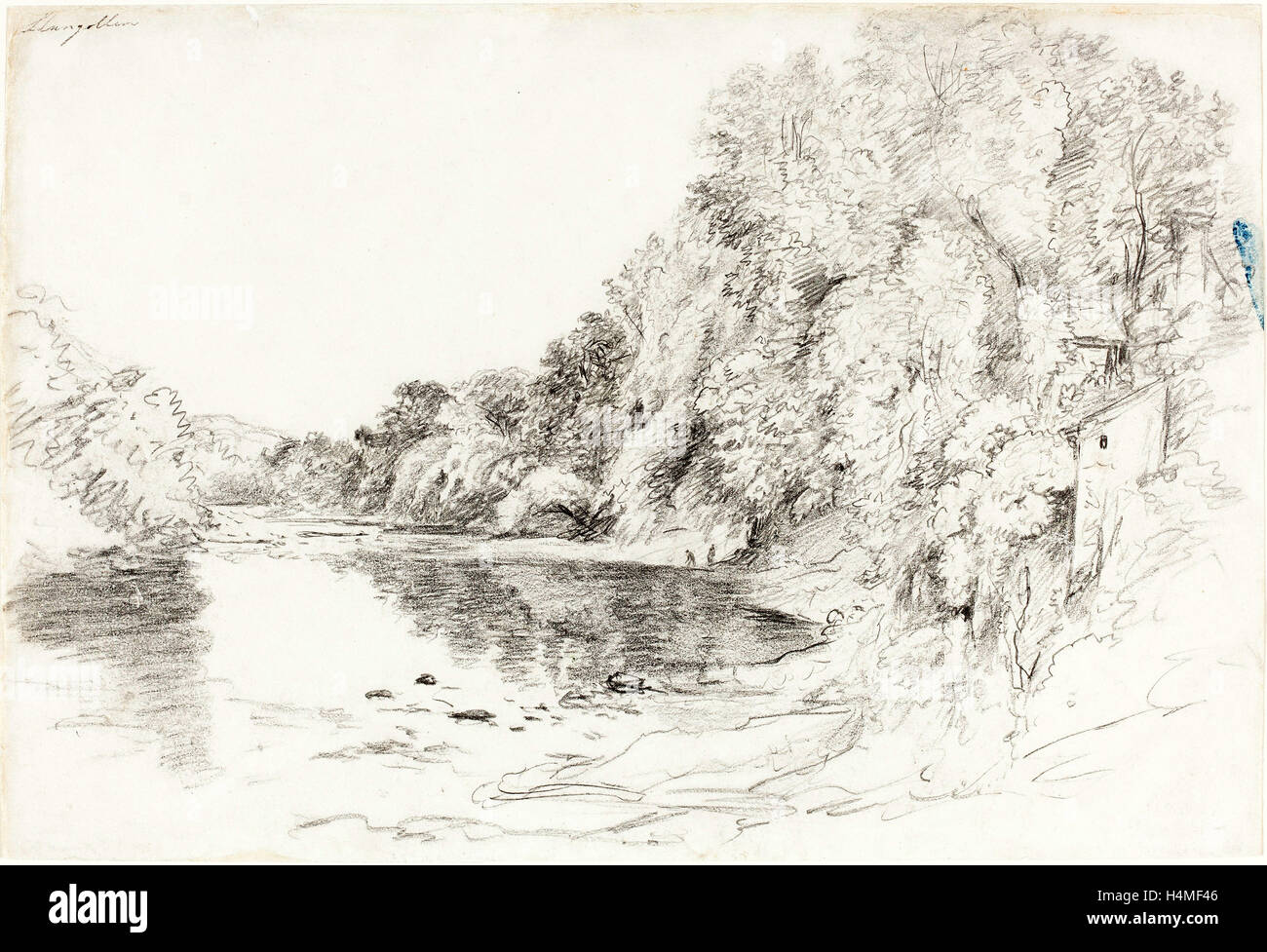 John Glover (British, 1767 - 1849), The River at Llangollen, c. 1795, graphite on wove paper Stock Photo