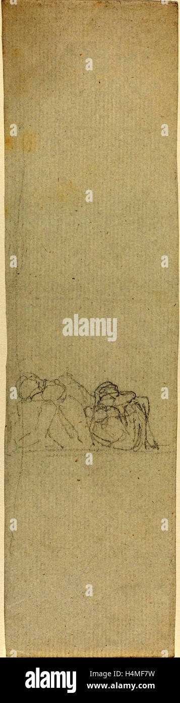 John Flaxman (British, 1755 - 1826), Two Huddled Figures, graphite Stock Photo