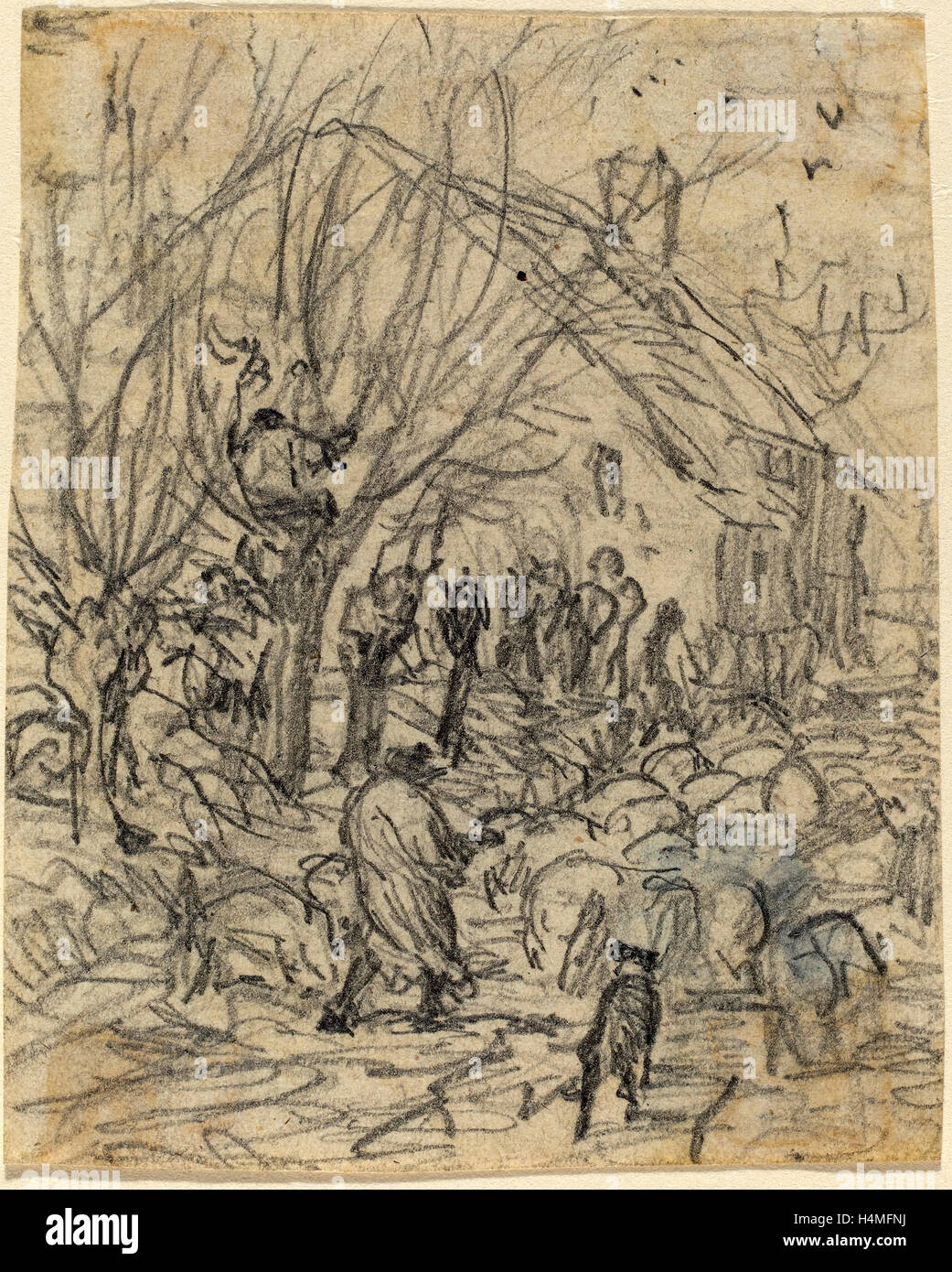 Théodore Rousseau (French, 1812 - 1867), A Flock of Sheep before a ...