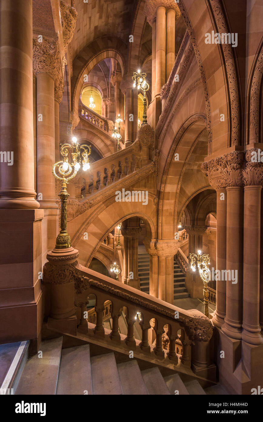 ALBANY, NEW YORK - OCTOBER 6, 2016: The Great Western Staircase of the New York State Capitol Building. Stock Photo