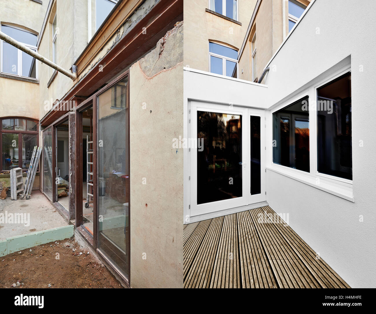 Two steps of Renovation an extension in home Stock Photo