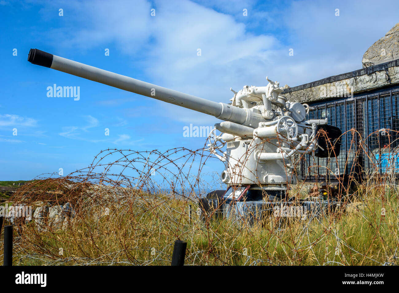World War 2 German Artillery U Boat gun, coast of Brittany Stock Photo