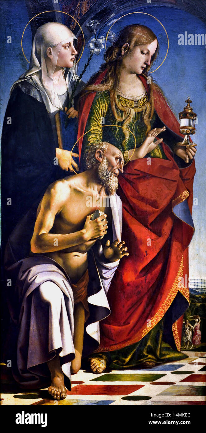 The Saints Eustachius, Magdalena and Hieronymus by Luca Signorelli 1441 - 1523 painter Italy Italian Stock Photo