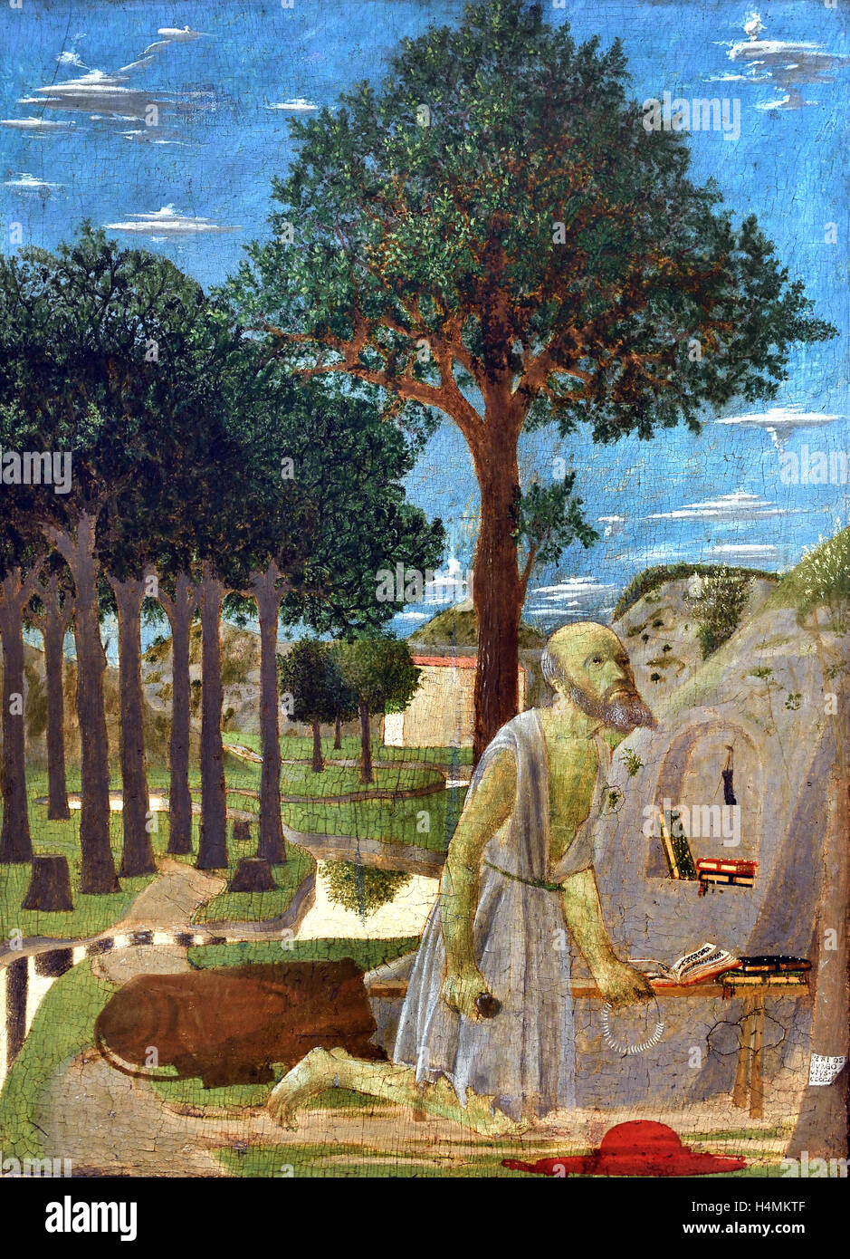 Landscape with the sacred Saint Jerome1450  by Piero dei Franceschi 1412 - 1492 Sansepolcro painter  Italy Italian 15th Century ( 360 ° rear view) Stock Photo