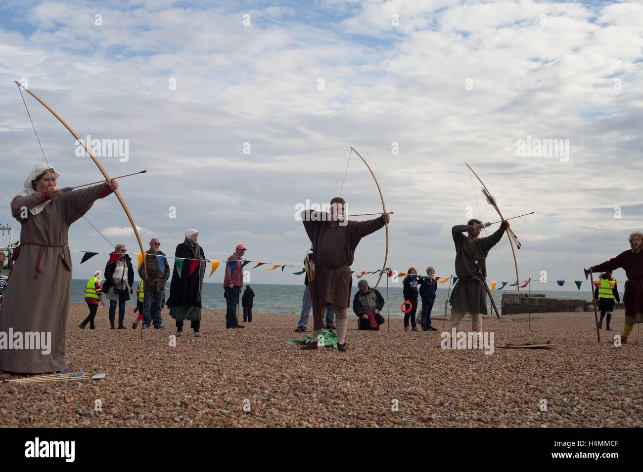 Archery demonstration by 1066 Battle of Hastings reenactors on the