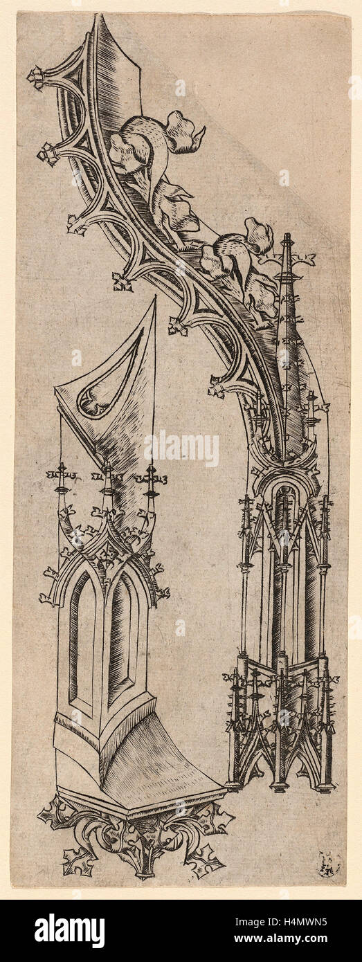 German 15th Century, Gothic Letter 'D', c. 1480-1500, engraving Stock Photo
