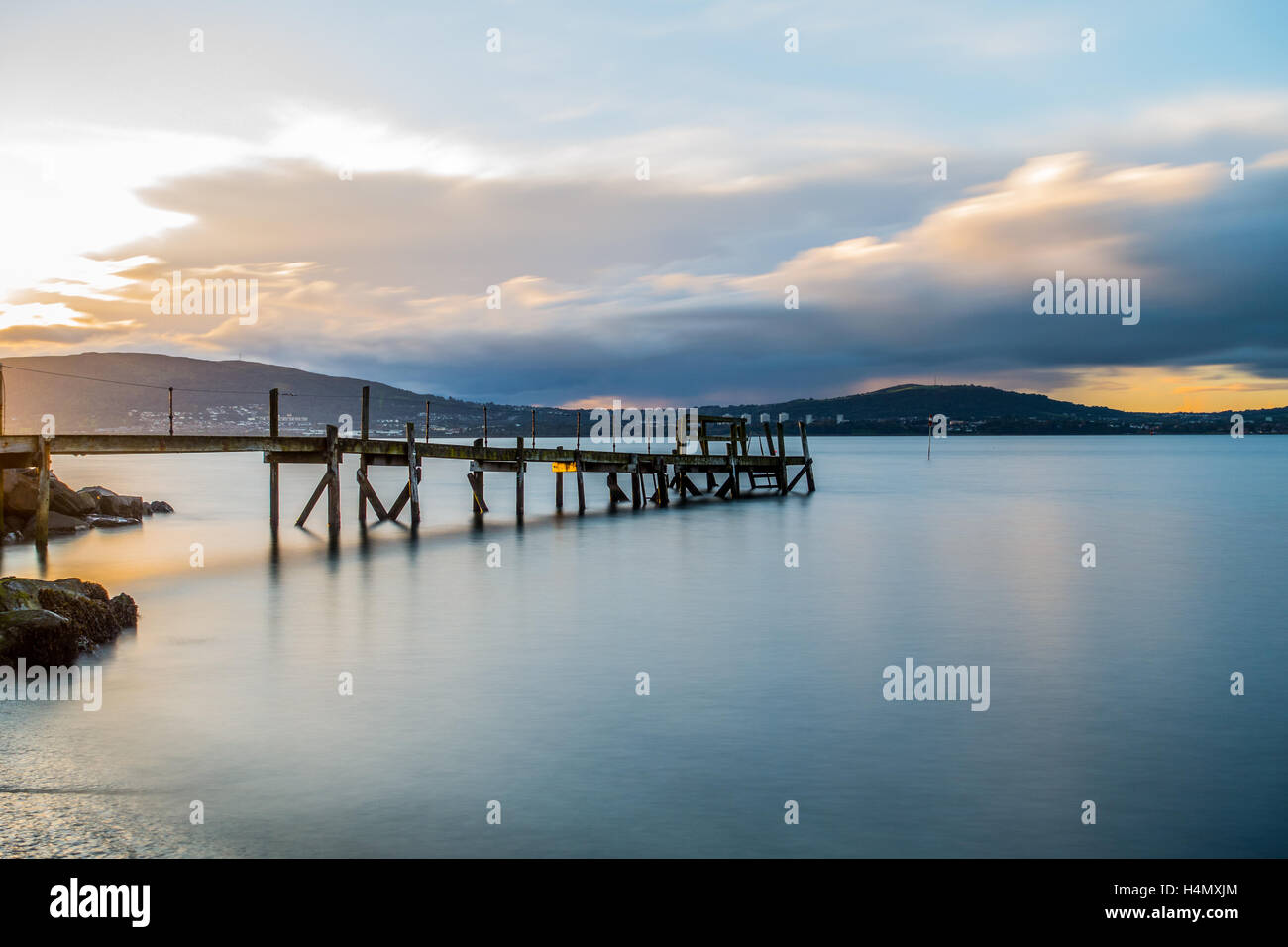 Sunset at Holywood pier Northern Ireland Stock Photo