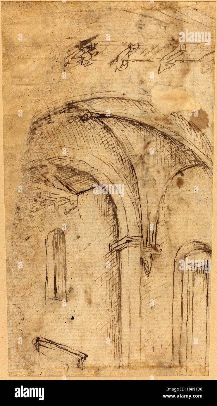 Parri Spinelli (Italian, c. 1387 - 1453), Gothic Vault, c. 1440, pen and brown ink on laid paper Stock Photo