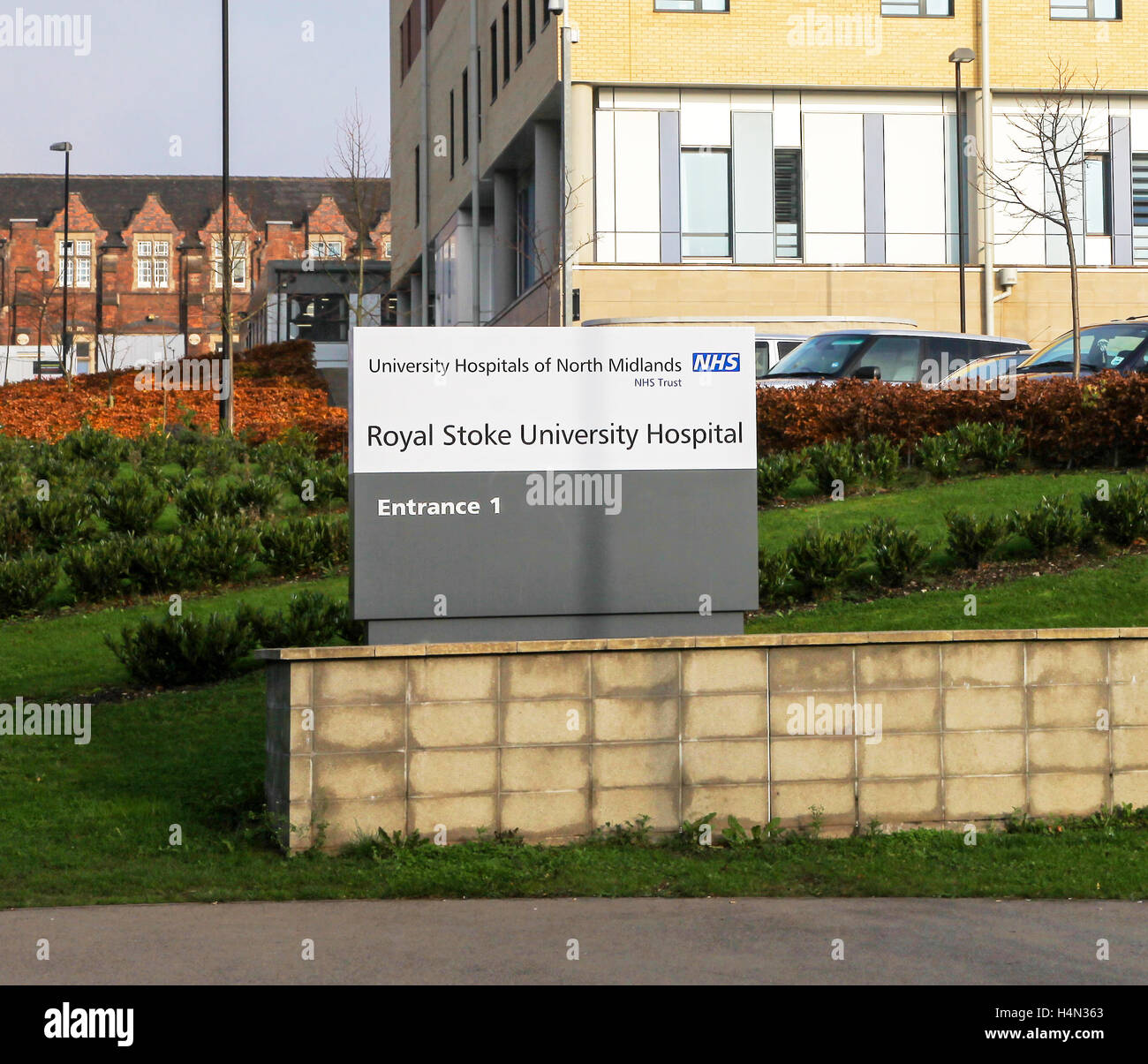 Sign for Royal Stoke University Hospital Stoke on Trent Staffordshire