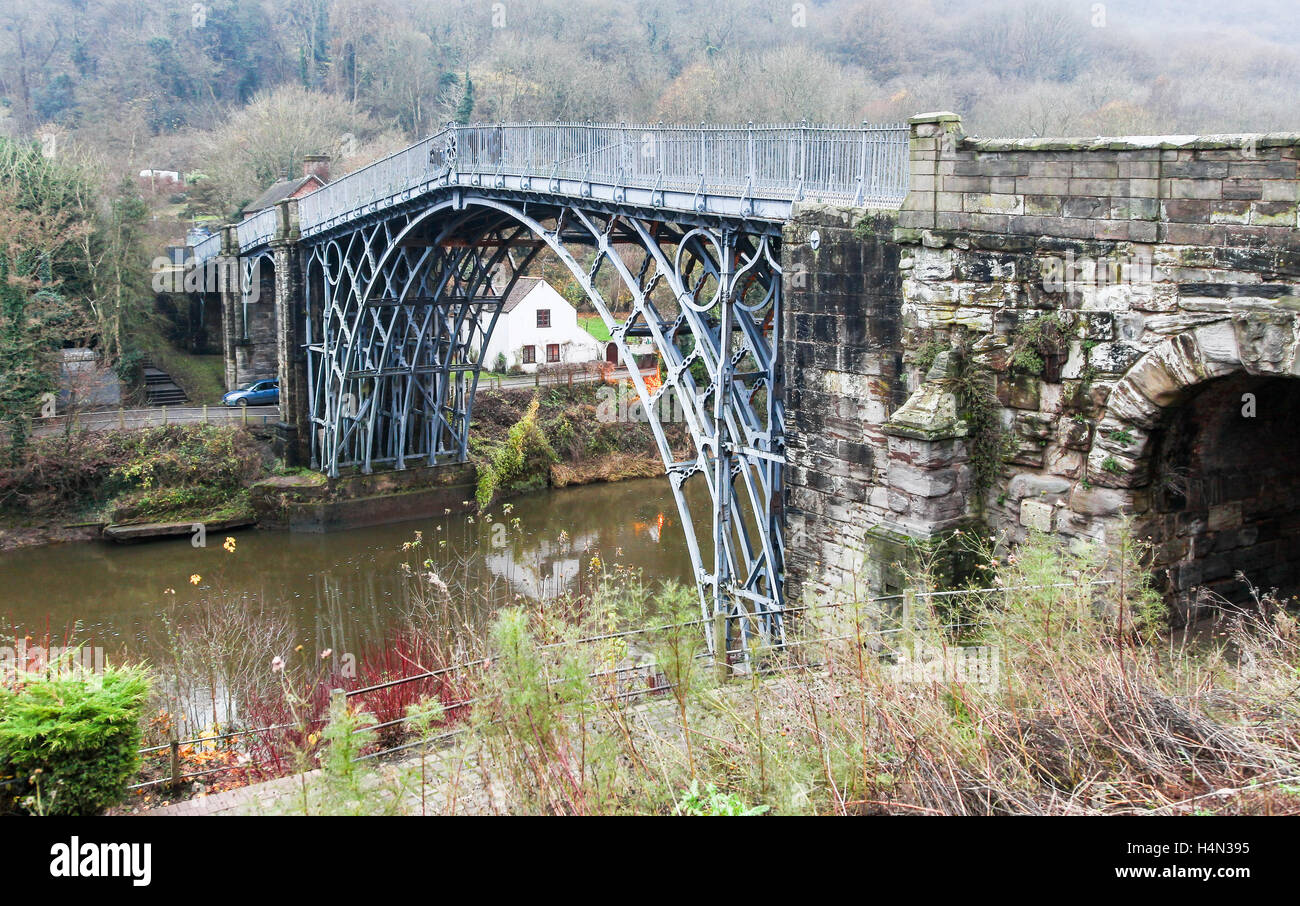 The world's first cast iron bridge at Ironbridge, Shropshire, England