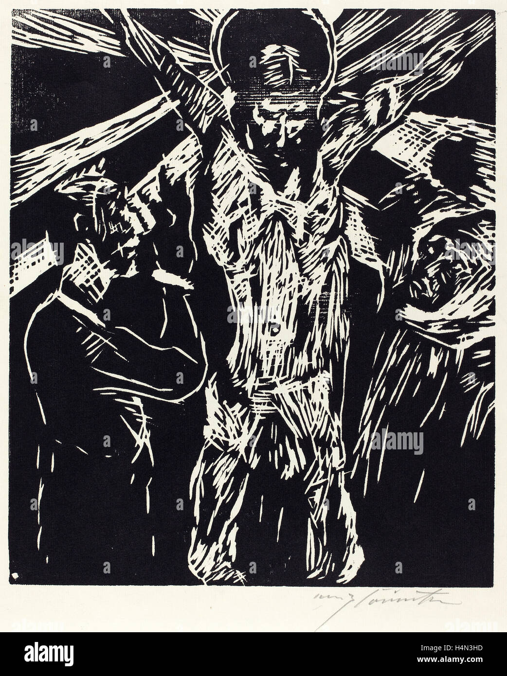 Lovis Corinth, The Crucifixion (Christus am Kreuz), German, 1858 - 1925, 1919, woodcut Stock Photo