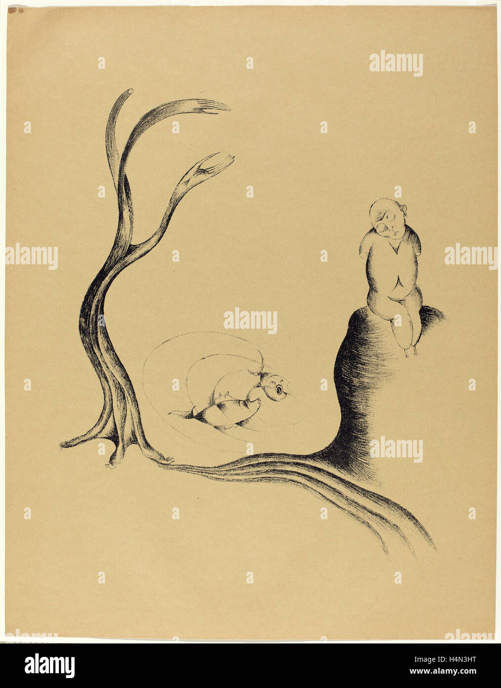 Heinrich Hoerle, Der Baum der Sehnsucht (The Tree of Longing), German, 1895 - 1936, 1920, lithograph on pale brown paper Stock Photo