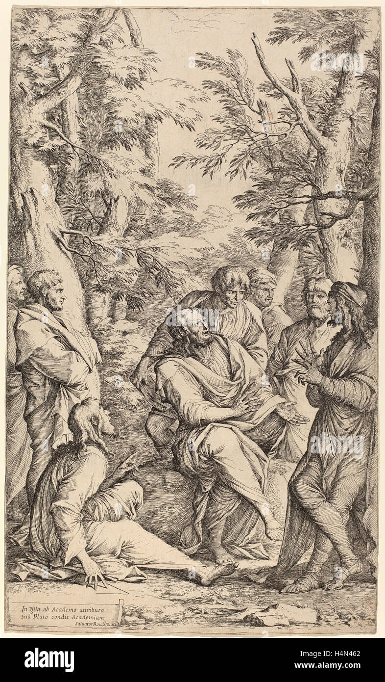 Salvator Rosa (Italian, 1615 - 1673), The Academy of Plato, etching Stock Photo