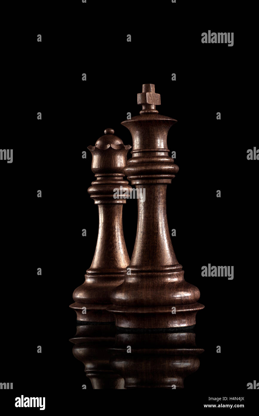 Chess game concept of black wooden king and queen, the most