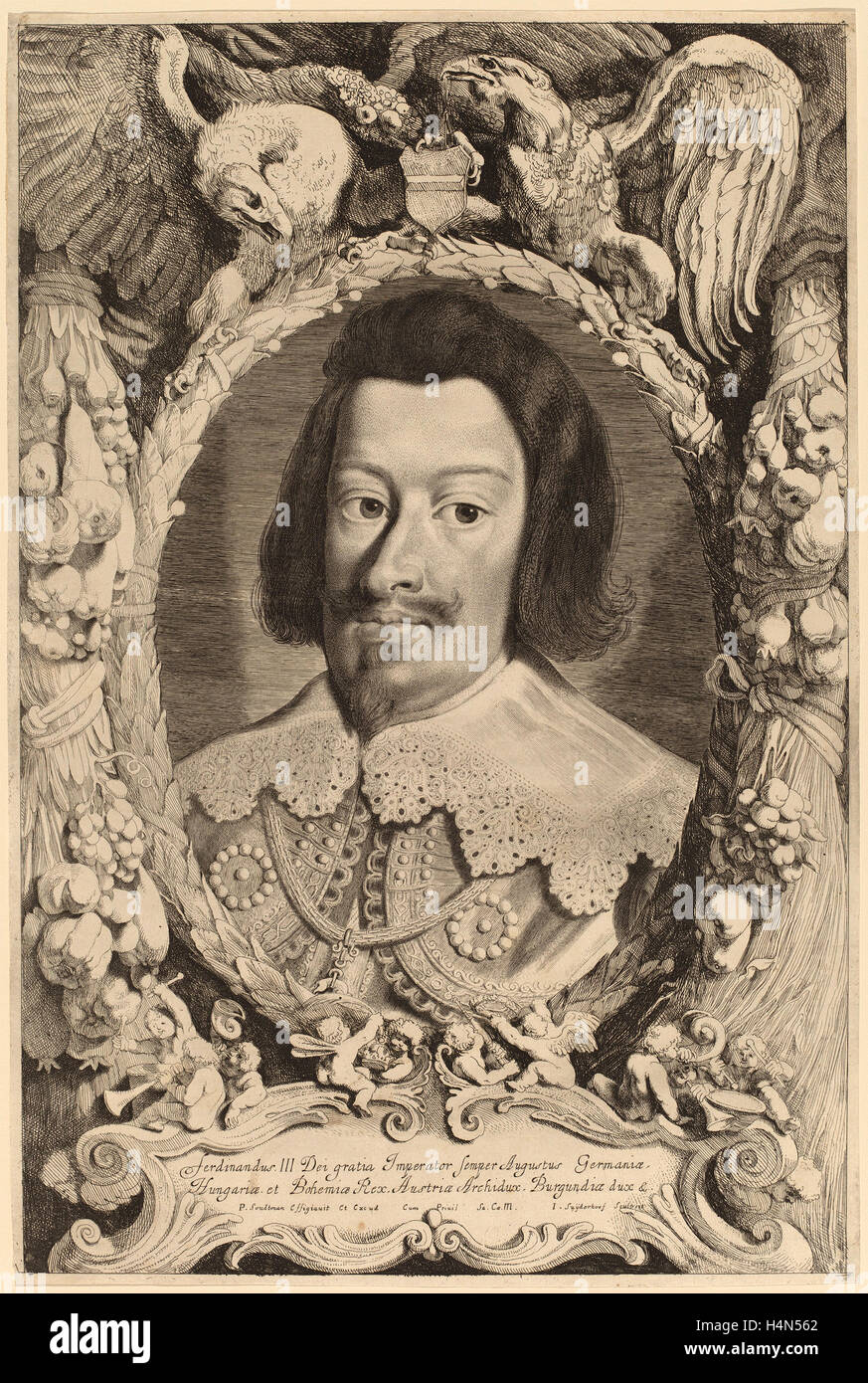 Jonas Suyderhoff after Pieter Claesz Soutman (Dutch, c. 1613 - 1686), Emperor Ferdinand III, etching and engraving Stock Photo