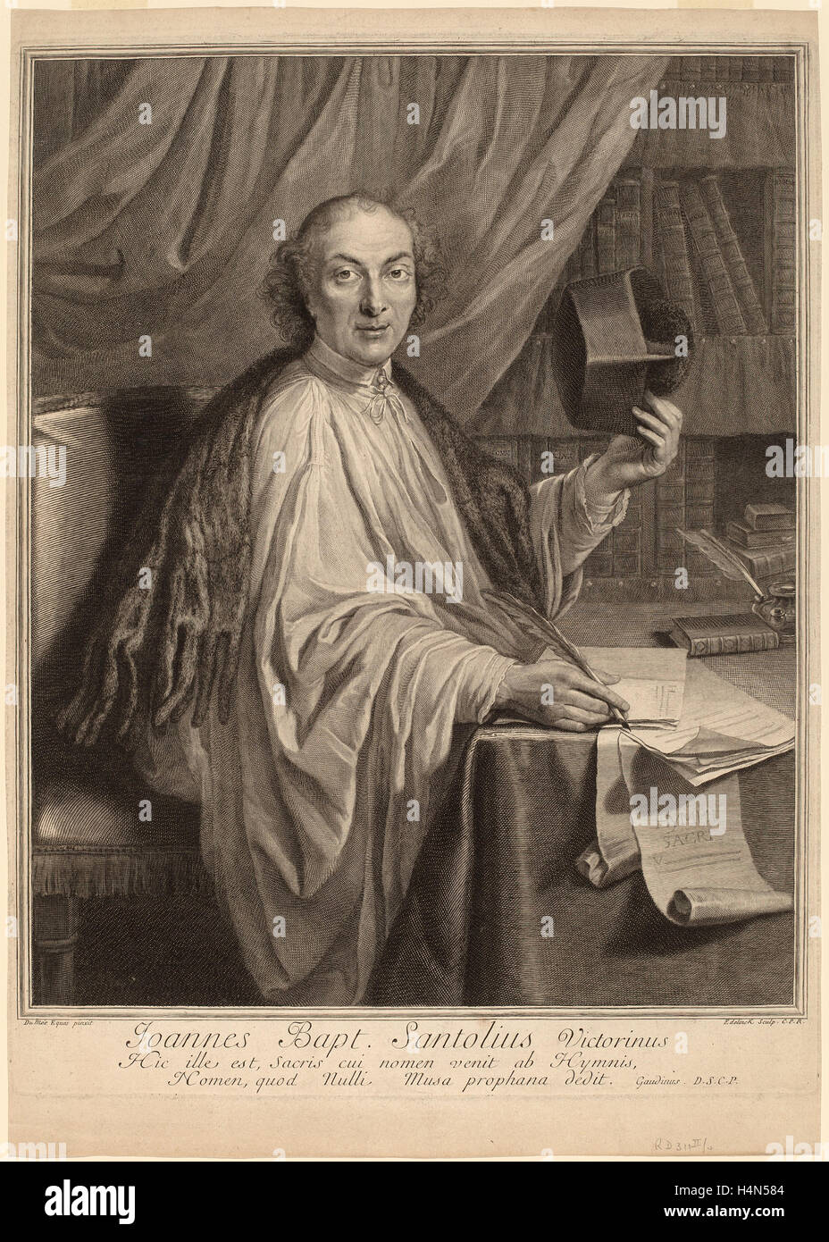 Gerard Edelinck after Chevalier Dumee (Flemish, 1640 - 1707), Jean-Baptiste Santeuil, engraving Stock Photo