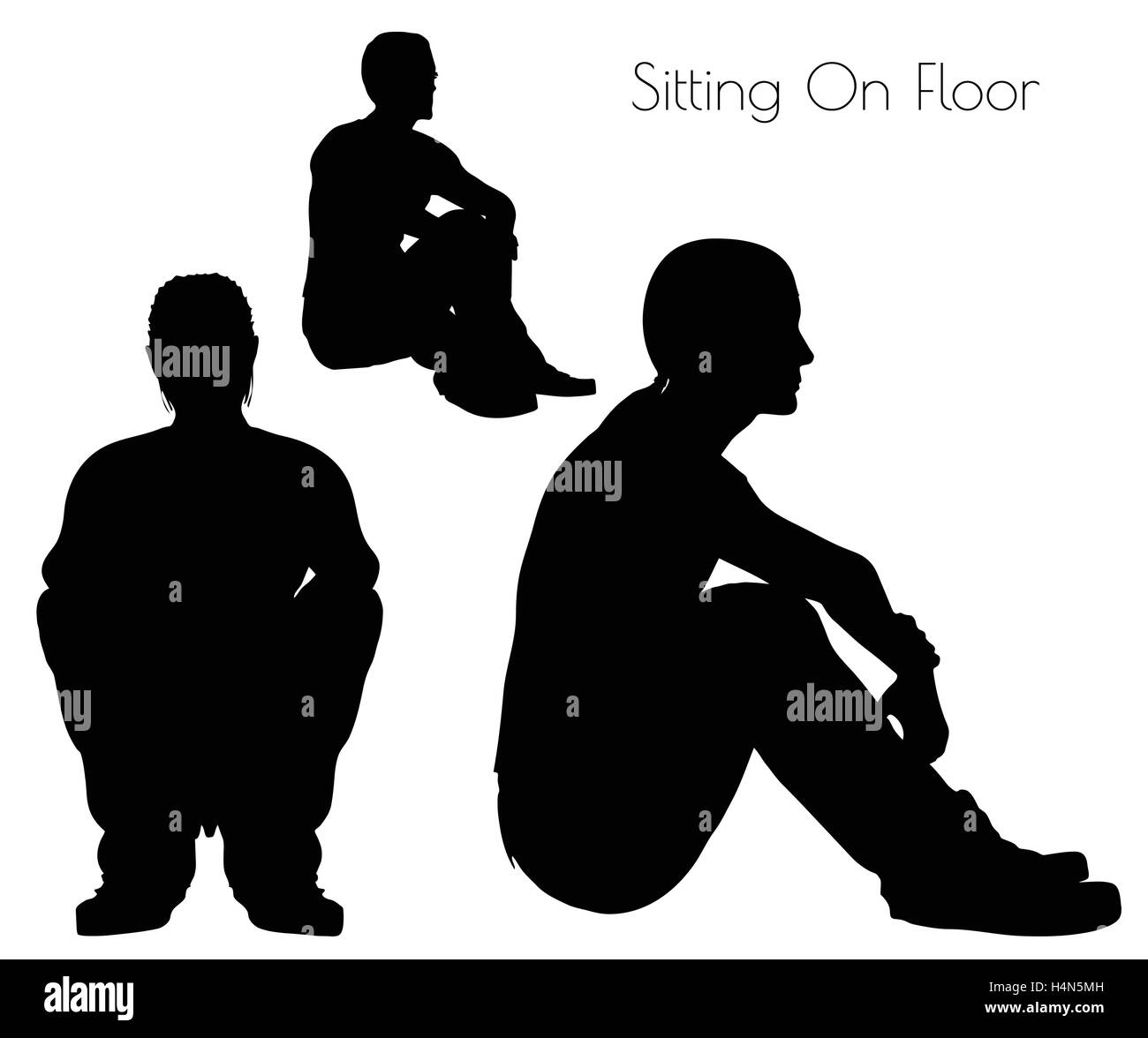 EPS 10 vector illustration of a man in Sitting On Floor  pose on white background Stock Vector