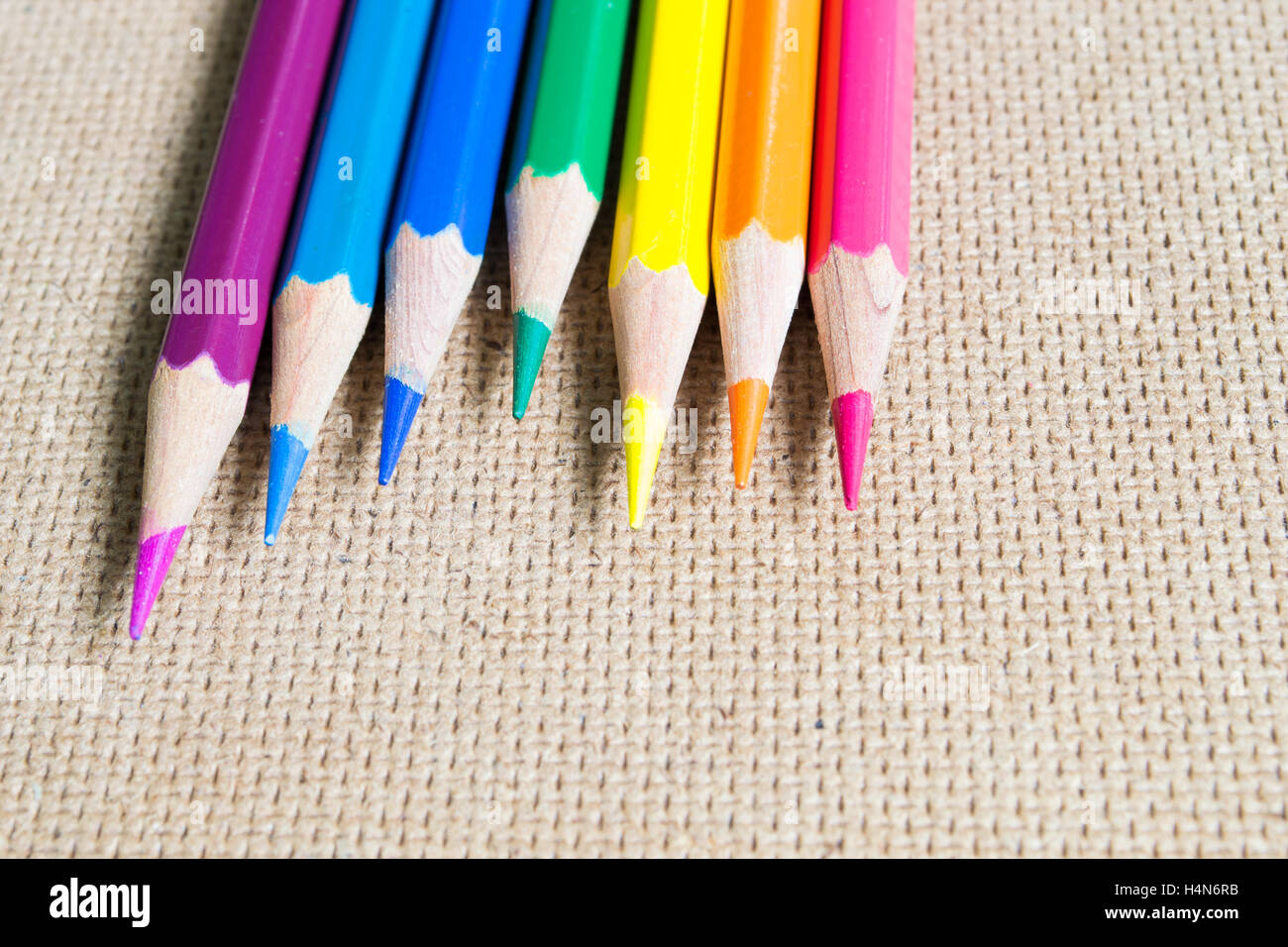 rainbow colored pencils Stock Photo