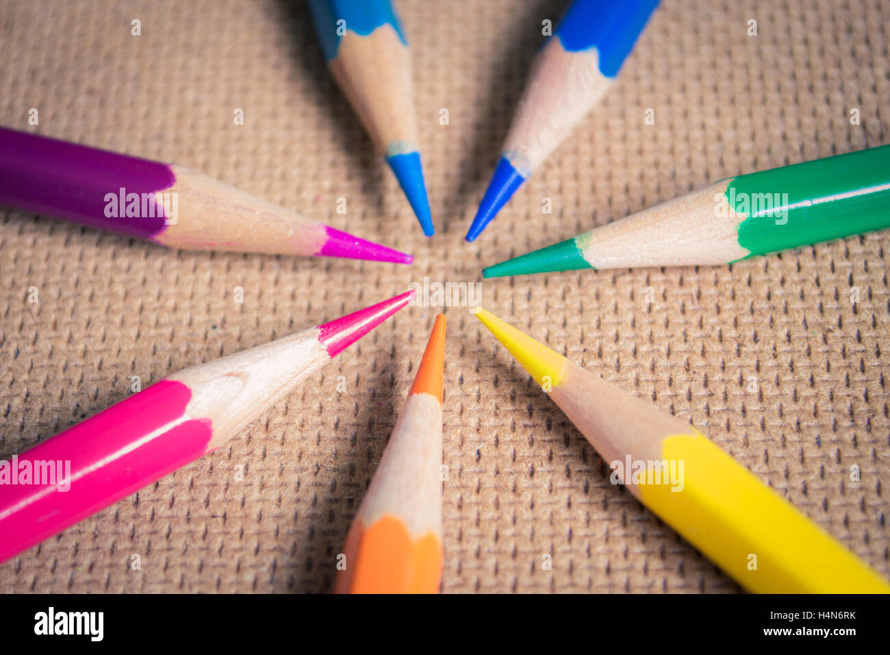 rainbow colored pencils Stock Photo