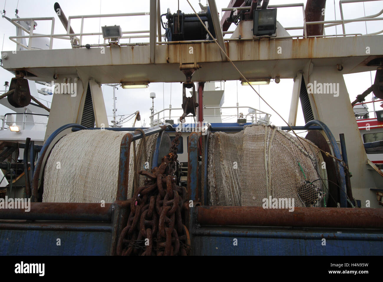 nets and gear on stern of fishing trawler at Killybegs Harbour Co