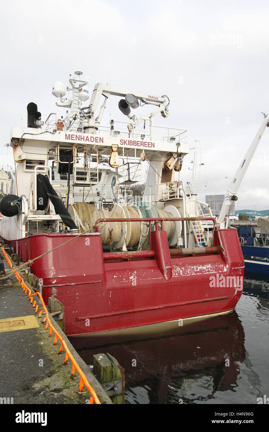 Stern of fishing trawler at Killybegs Harbour Co Donegal Ireland Stock Photo