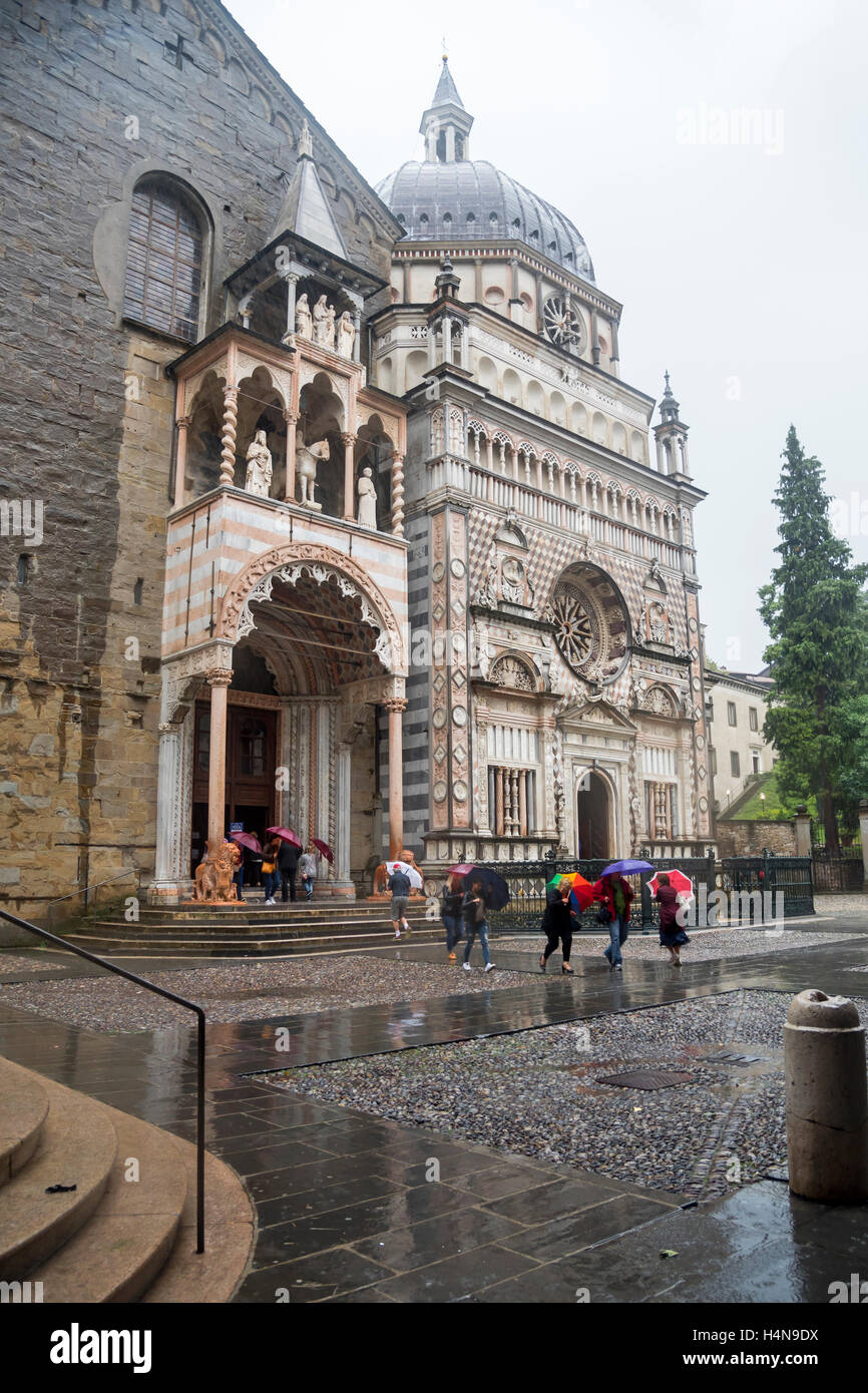 The Cappella Colleoni is a church and mausoleum rainy day, Italy, Bergamo, Italy, Europe Stock Photo