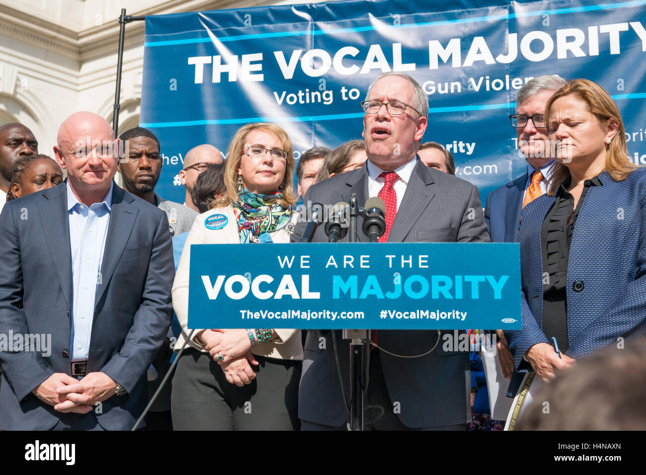 New York, United States. 17th Oct, 2016. NYC Comptroller Scott Stringer speaks at the rally. A rally for gun law reform was held on the steps of New York City's City Hall as part of a 42-day, 14-state 'Vocal Majority' bus tour by Americans for Responsible Solutions PAC Co-founders Former Senator Gabby Giffords and former NASA astronaut Mark Kelly accompanied by NYC elected officials and First Lady Chirlaine McCray. Credit:  Albin Lohr-Jones/Pacific Press/Alamy Live News Stock Photo