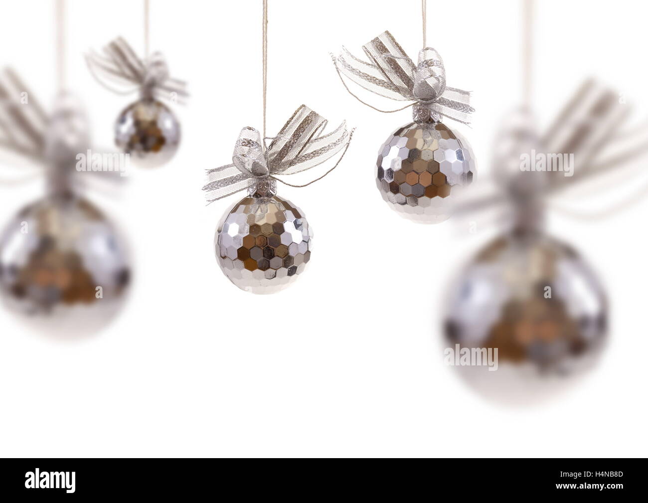 Silver Christmas balls isolated on white background Stock Photo - Alamy