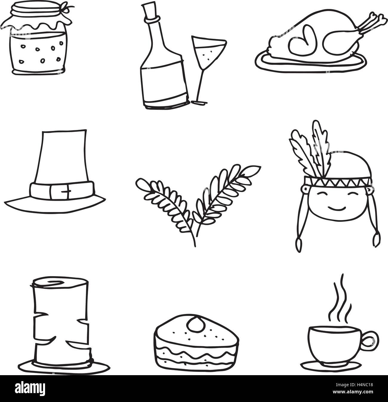Doodle of thanksgiving set vector Stock Vector Image & Art - Alamy