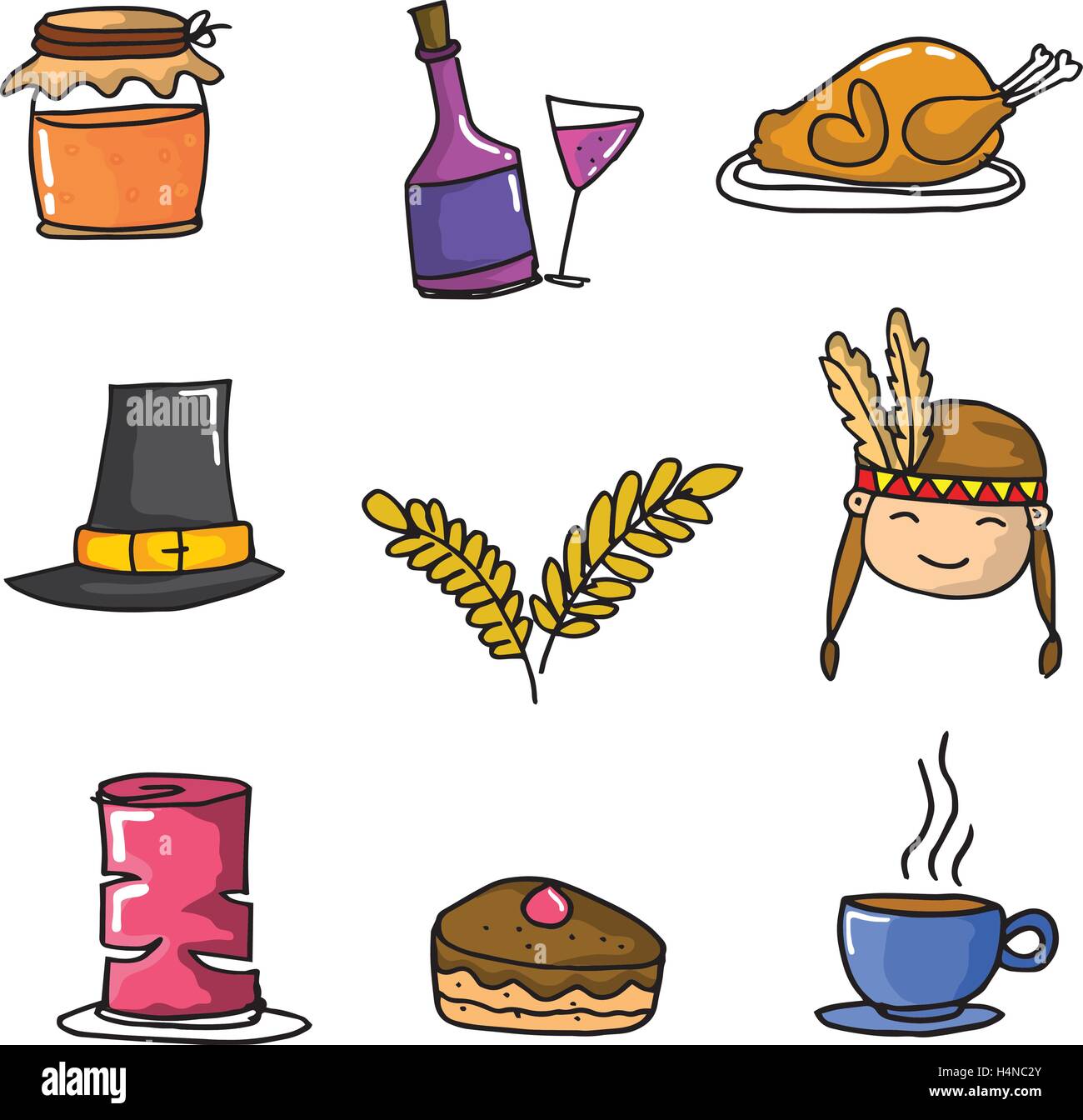 Doodle of thanksgiving set object vector Stock Vector Image & Art - Alamy