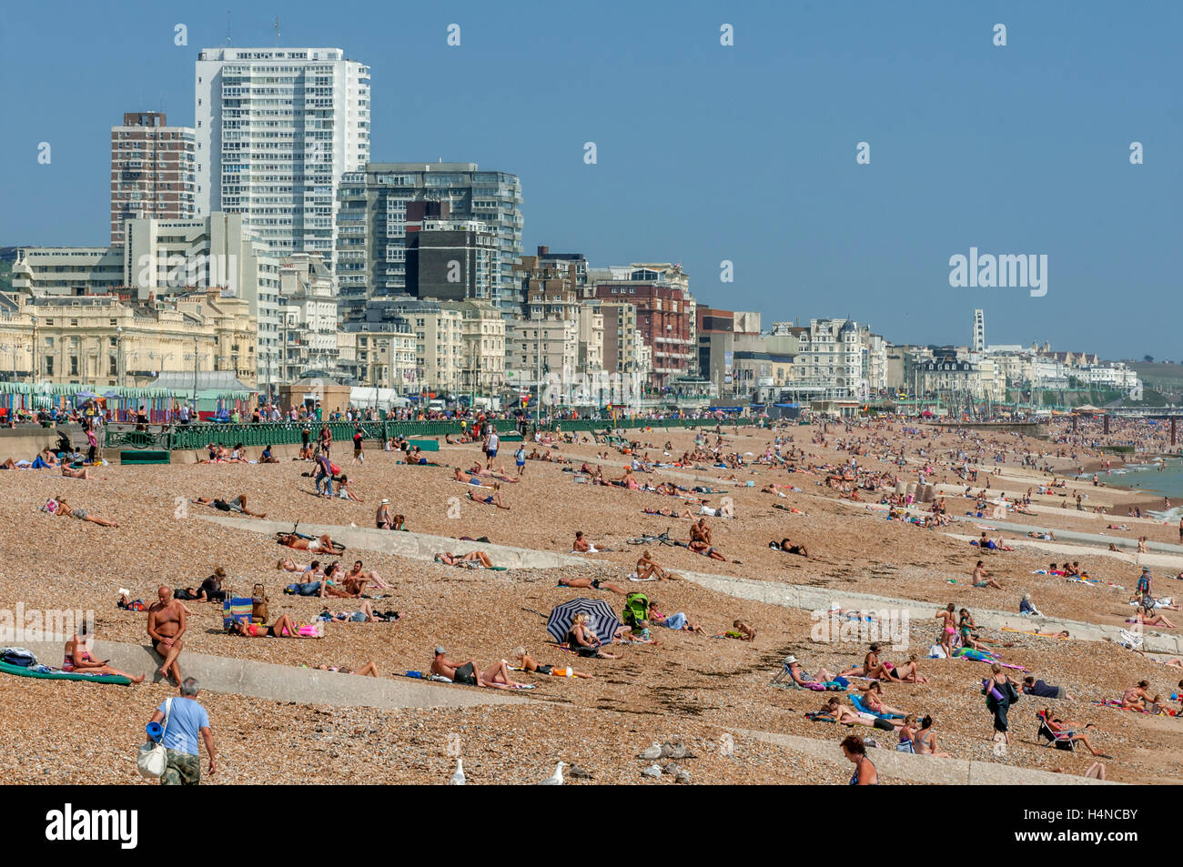 The view looking east from Hove towards Brighton on a sunny summers day Stock Photo