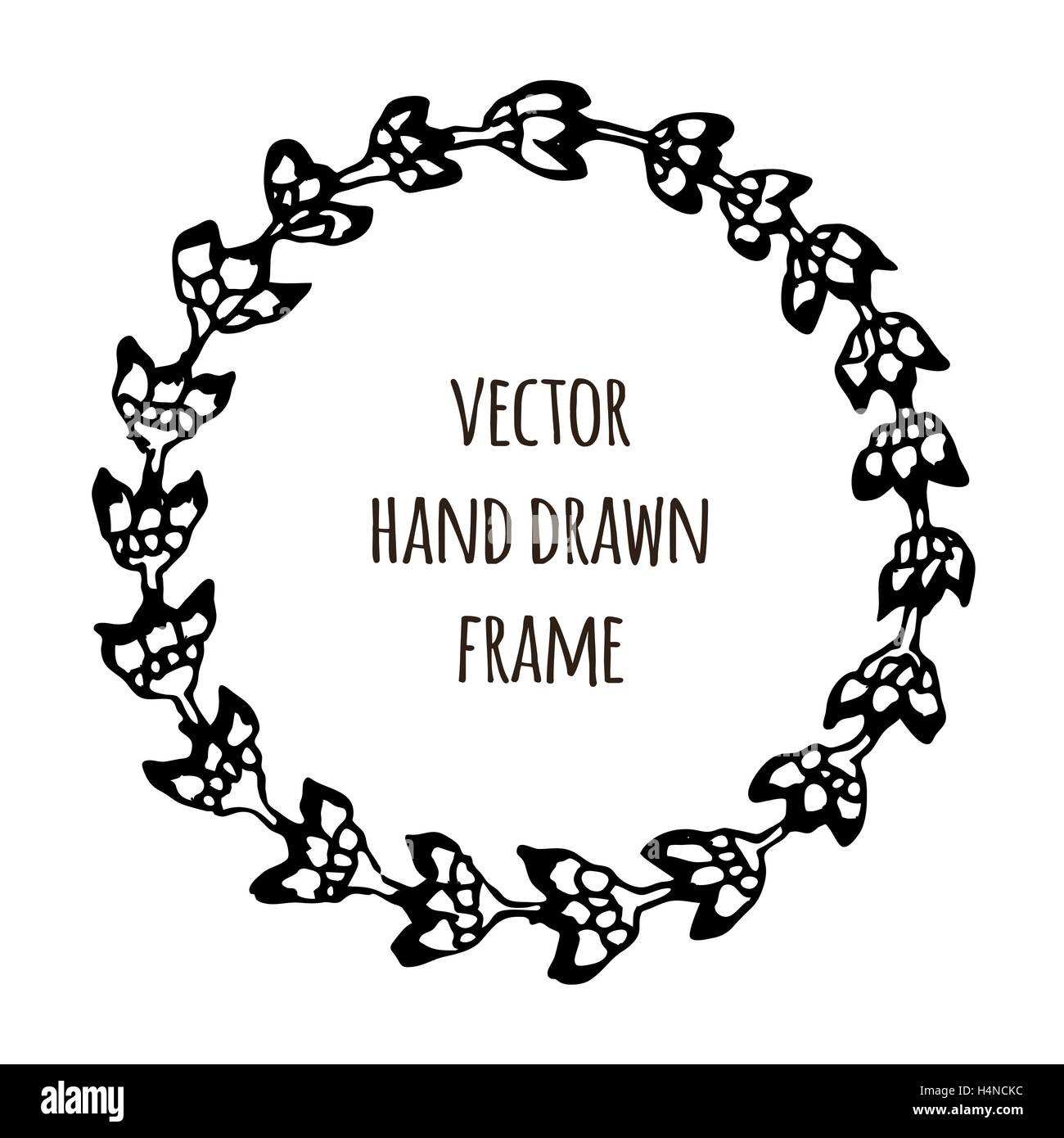 Hand Drawn Wreath Made In Vector Leaves Garlands Romantic Floral Design Elements Stock Vector 4578