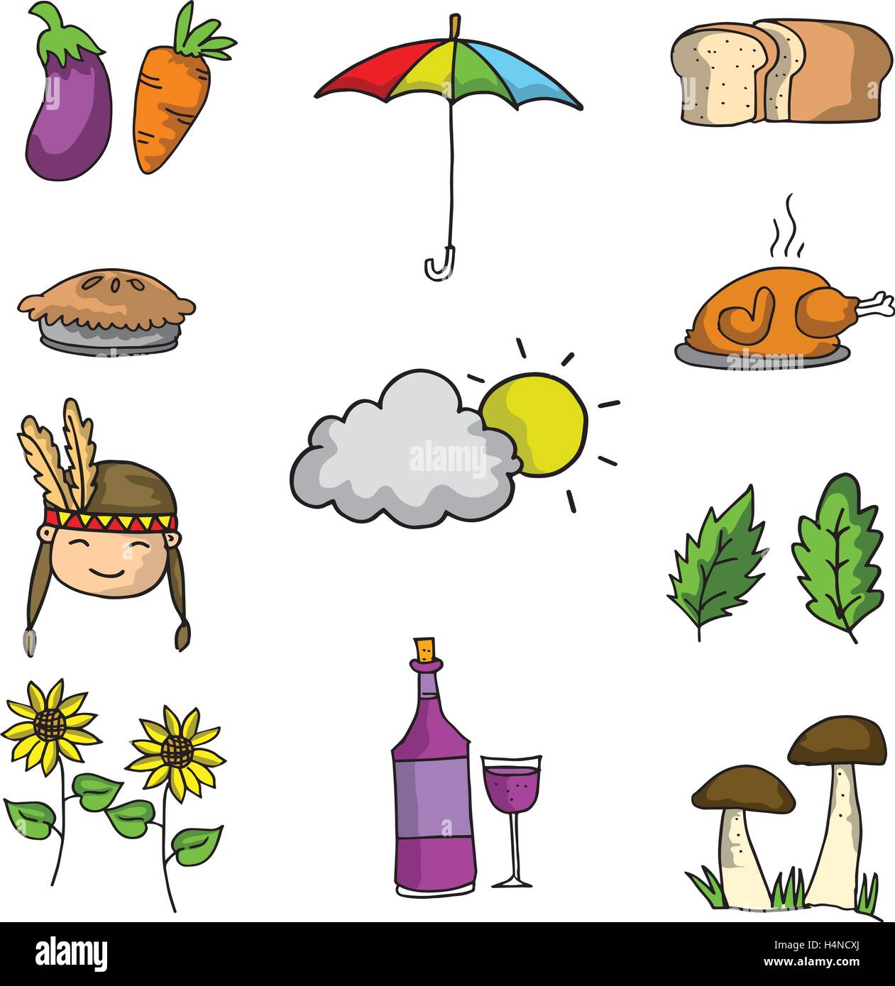 Doodle of thanksgiving element set Stock Vector Image & Art - Alamy